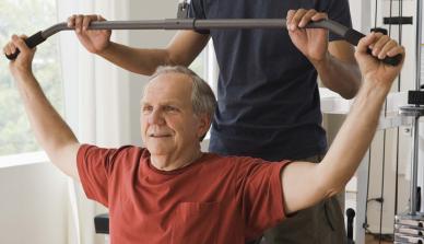 Older man weight training